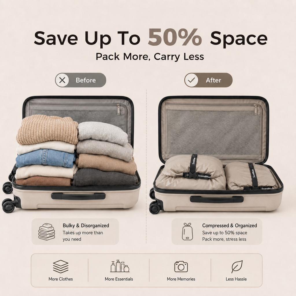 ScandiHome OEM-2354 compression packing bag space-saving feature