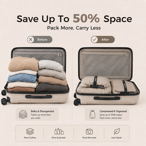 ScandiHome OEM-2354 compression packing bag space-saving feature
