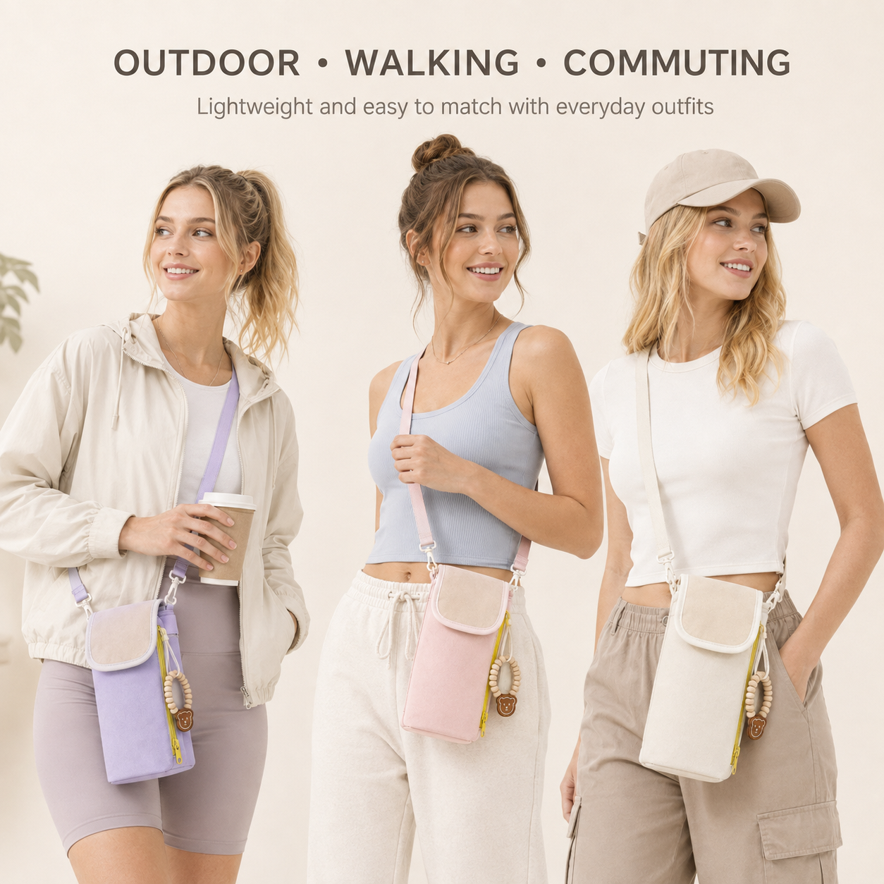 ScandiHome crossbody water bottle bag for walking commuting and travel