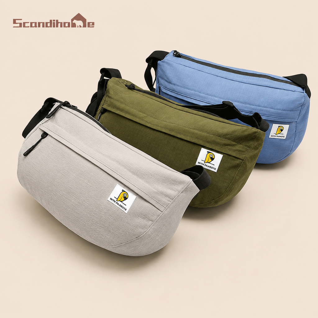 ScandiHome PT-2503 packable crescent crossbody bag in three colors
