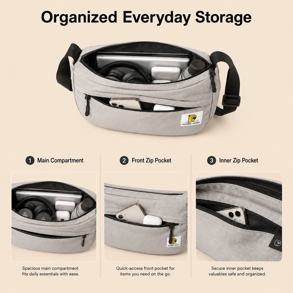 ScandiHome crescent crossbody bag organized everyday storage