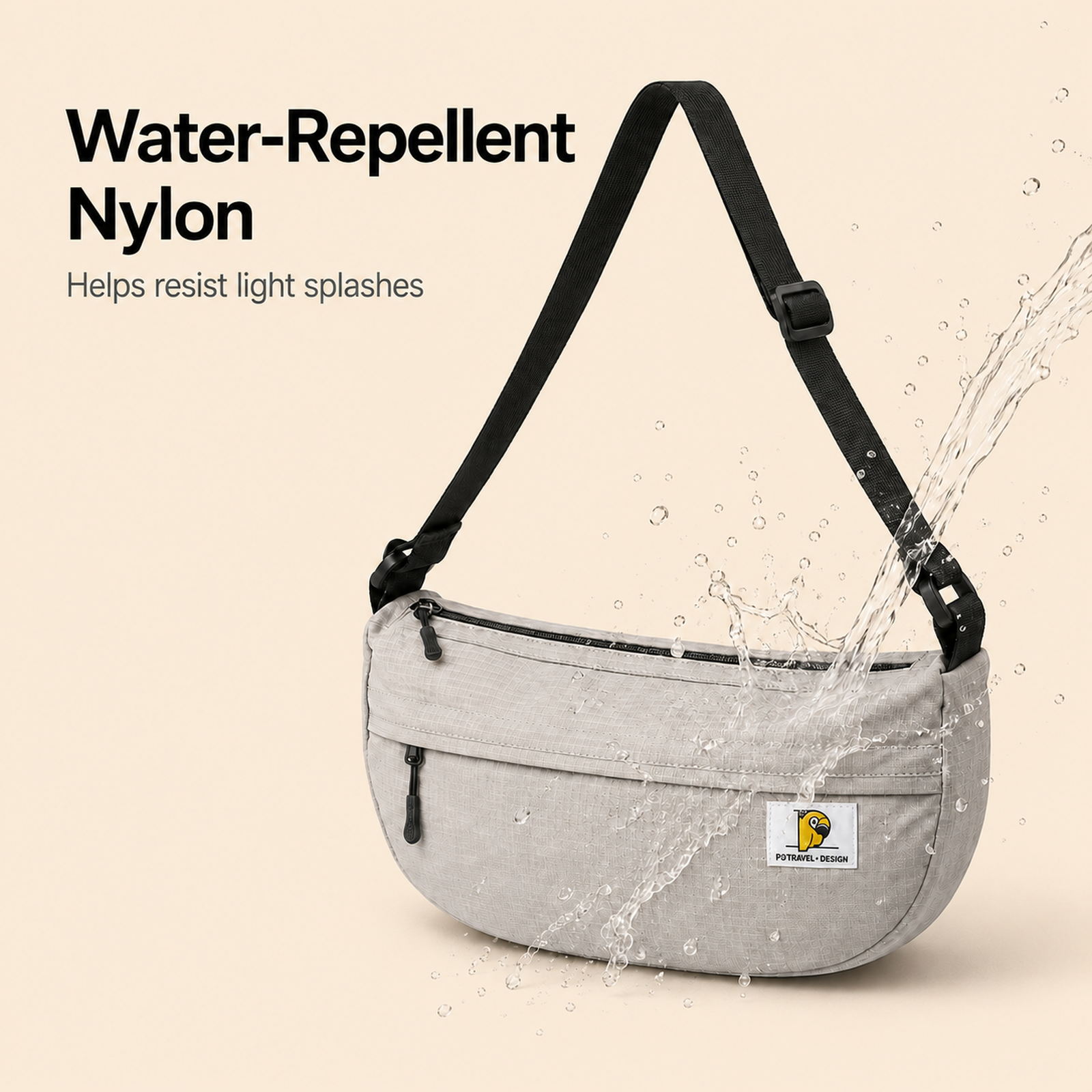ScandiHome water-repellent nylon crescent crossbody bag