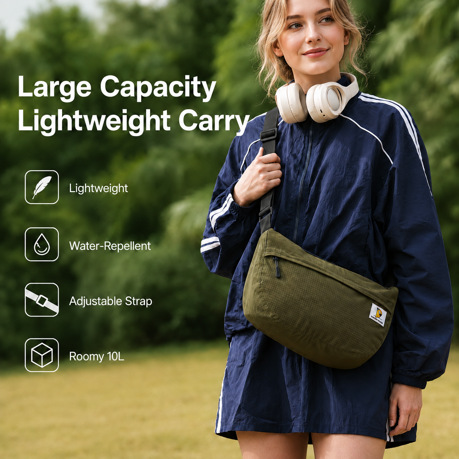 Olive Green ScandiHome crescent crossbody bag lifestyle