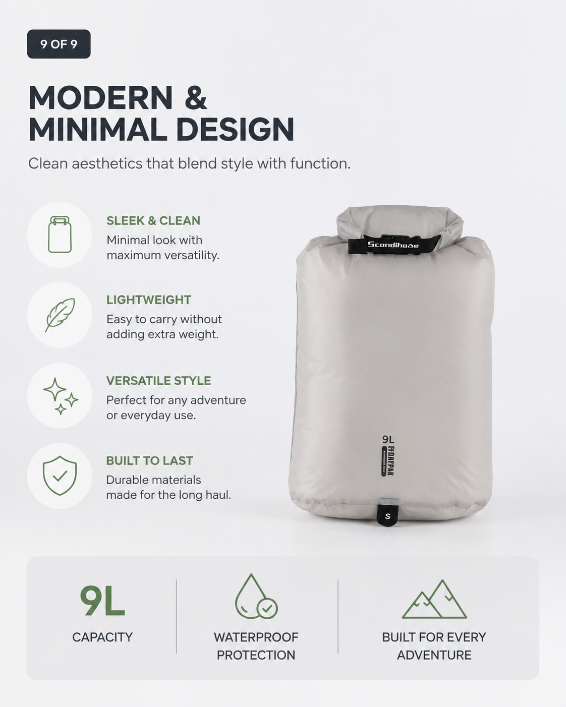 Minimal modern waterproof dry bag design