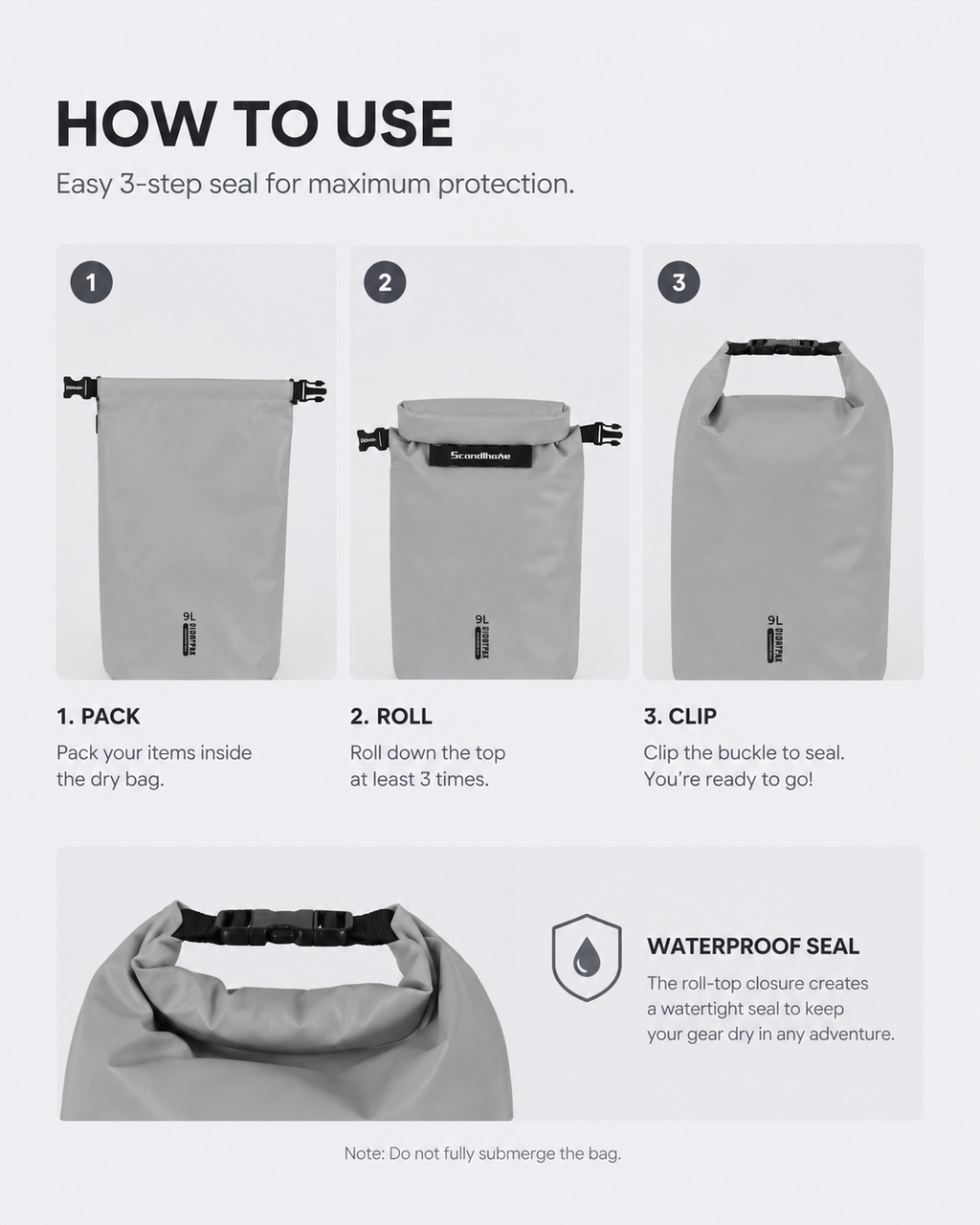 Roll-top closure waterproof dry bag usage guide
