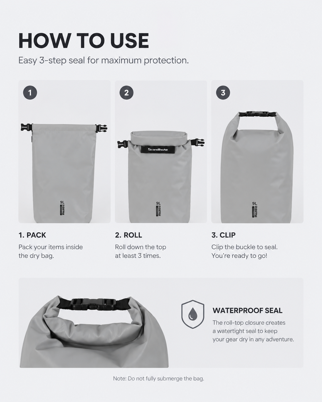 Roll-top closure waterproof dry bag usage guide