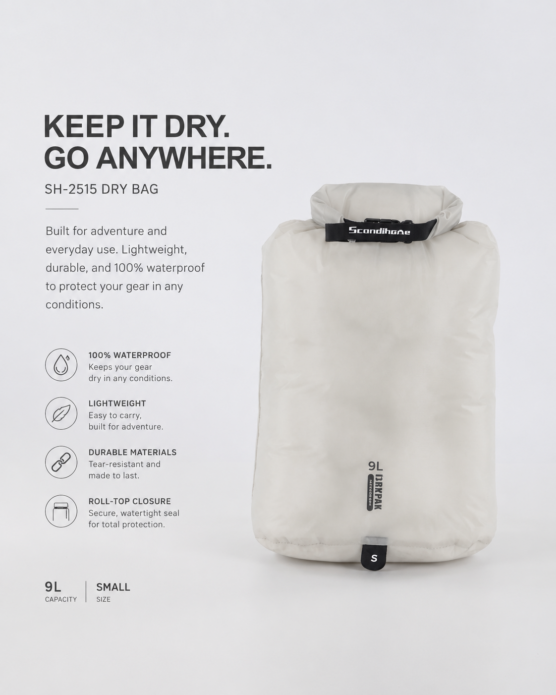 ScandiHome SH-2515 FLOATPAK waterproof dry bag front view
