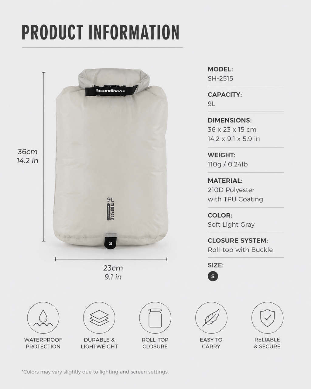 SH-2515 product specifications and dimensions