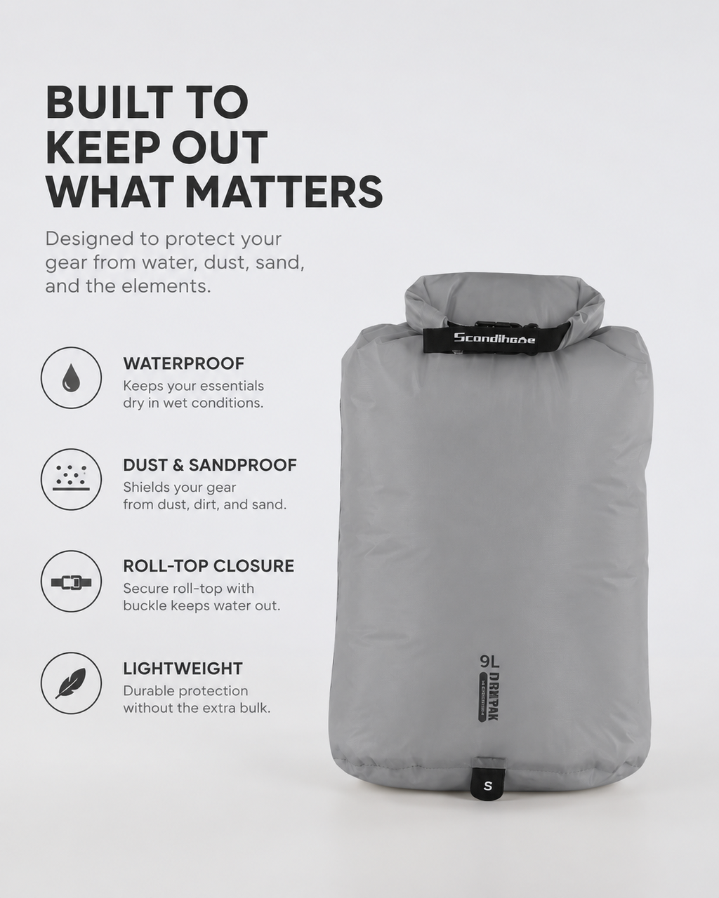 Waterproof and dust resistant outdoor dry bag