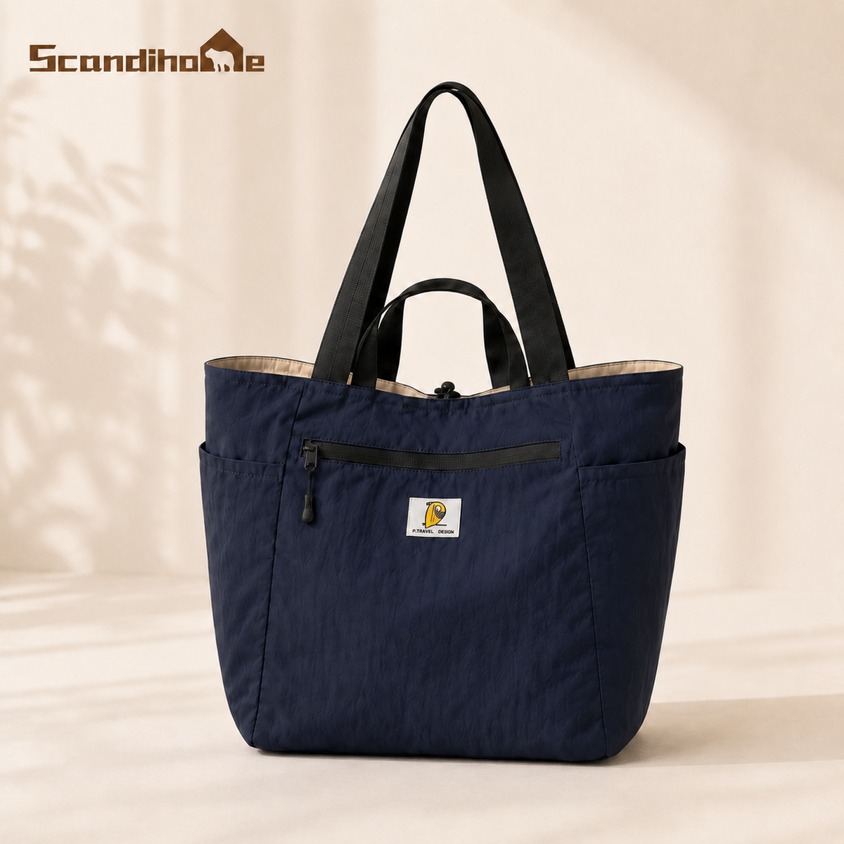 PT-2208 Navy and Khaki reversible tote bag
