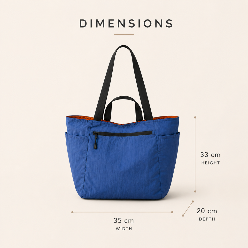 PT-2208 reversible tote showing two coordinated color sides