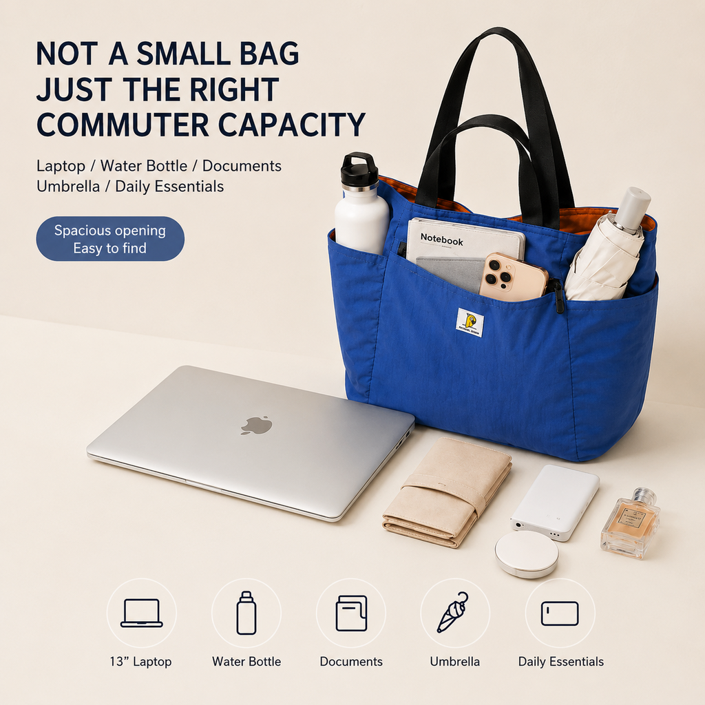 ScandiHome PT-2208 roomy tote bag with everyday essentials