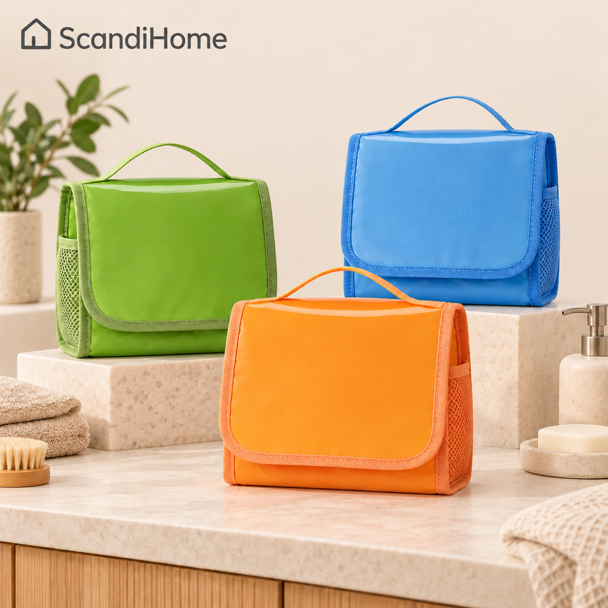 ScandiHome PT-2325 toiletry bag blue green and orange colors