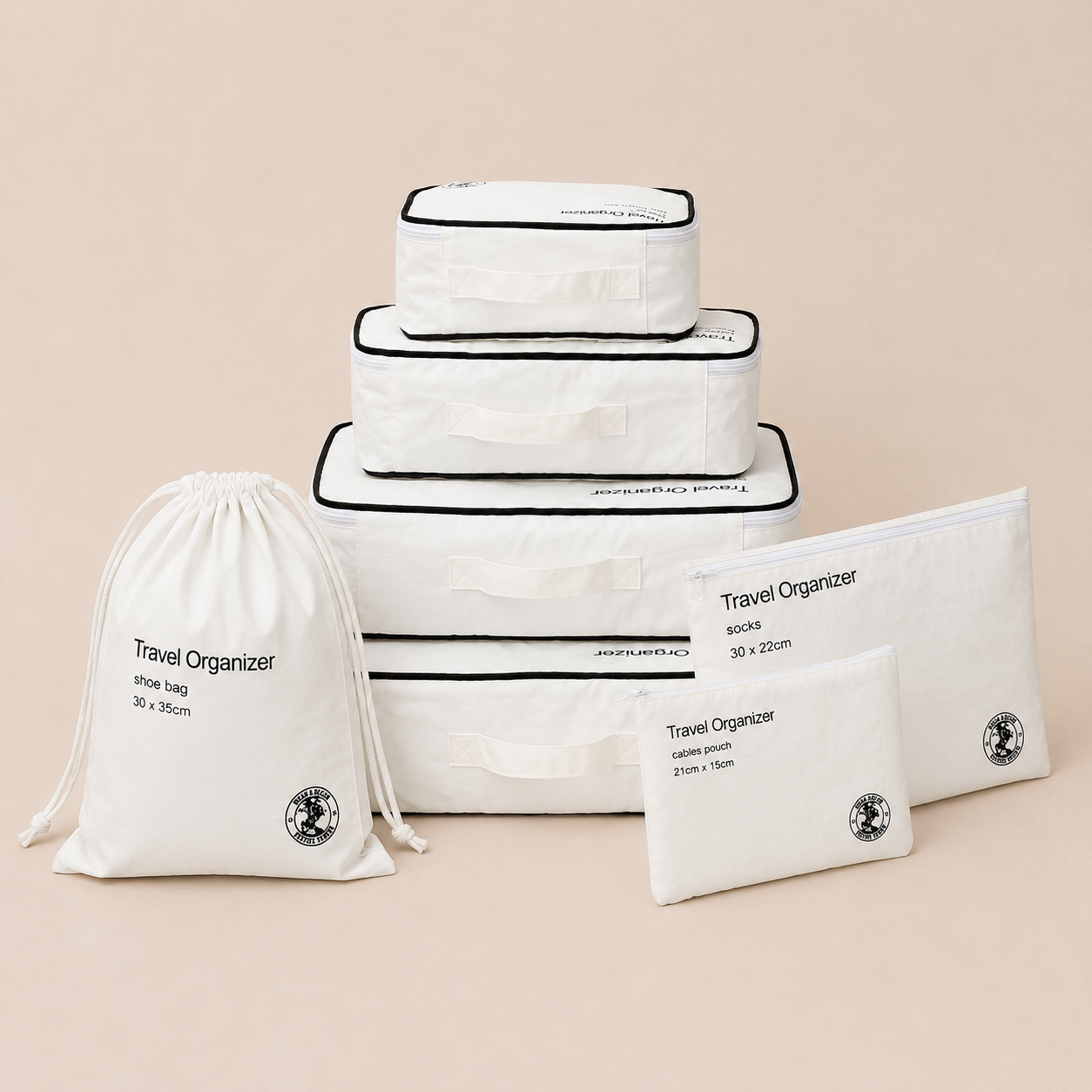 Ivory 7-piece travel organizer set