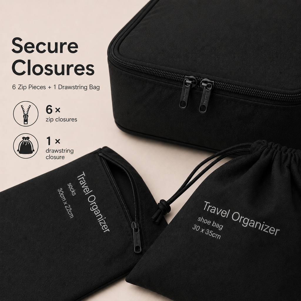 Nylon travel organizer closure detail