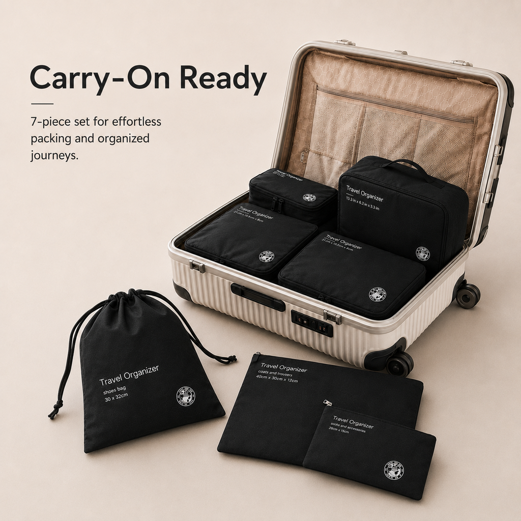 Travel organizers for carry-on suitcase packing