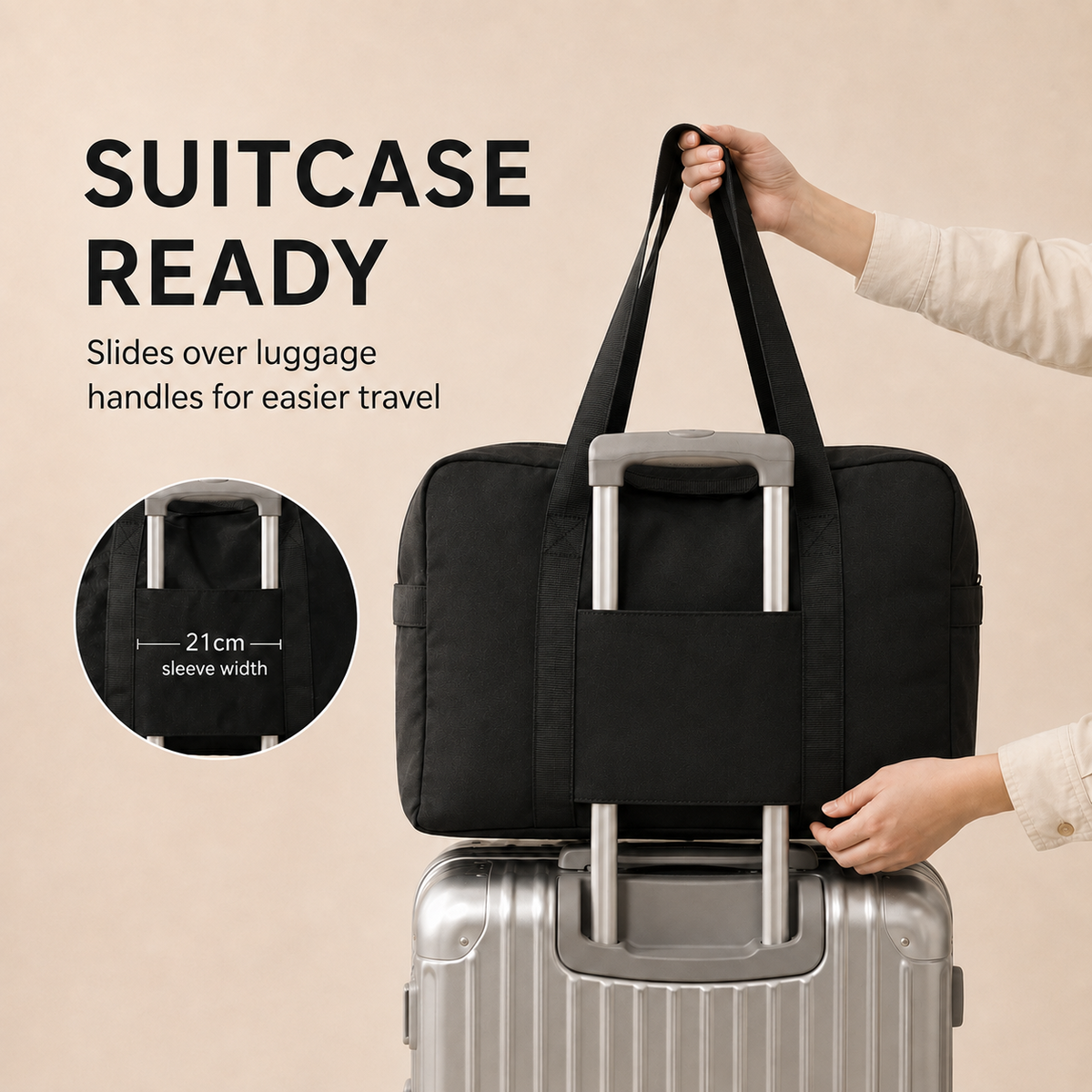 ScandiHome travel duffel bag trolley sleeve on suitcase