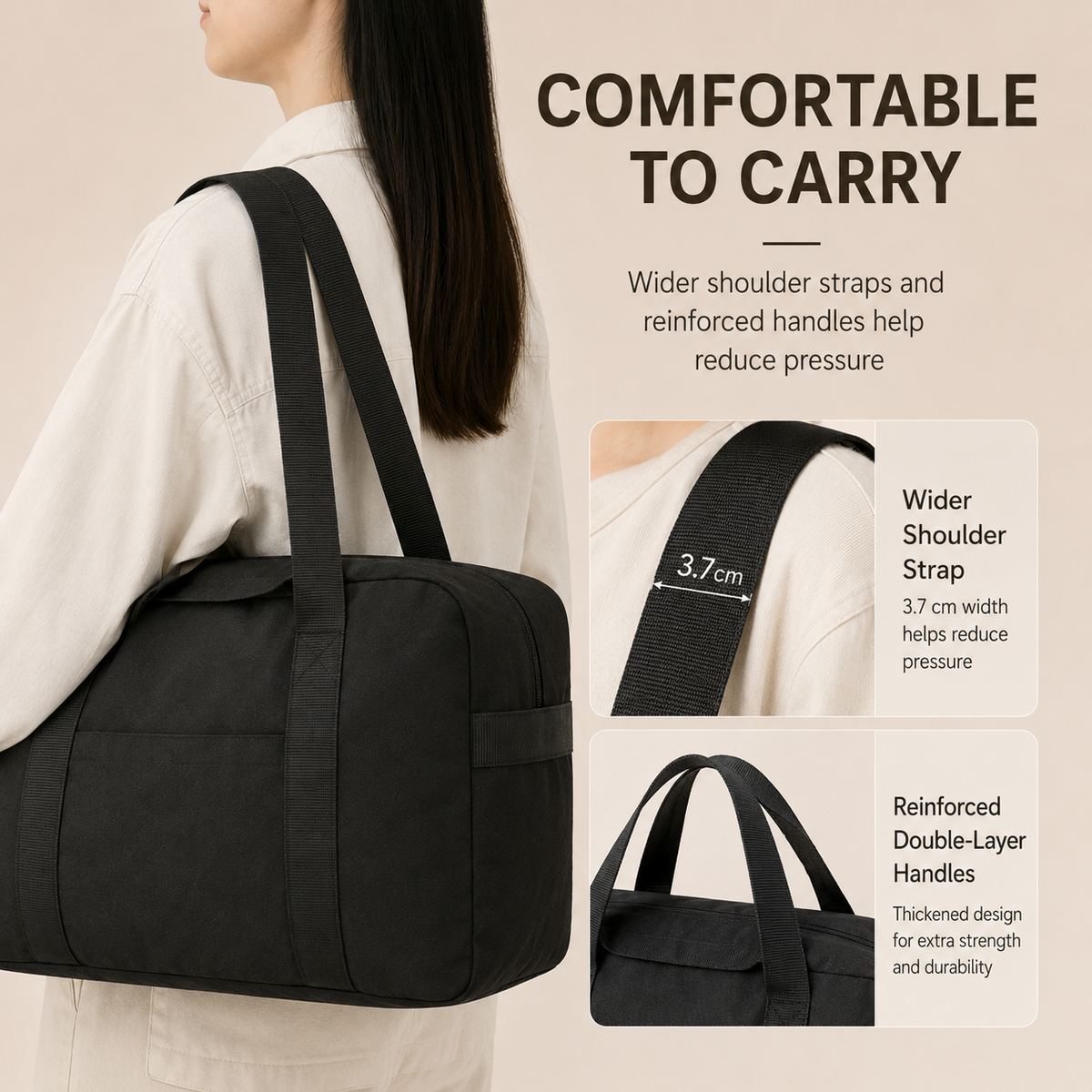 ScandiHome foldable duffel bag reinforced carry straps