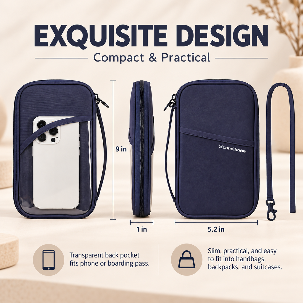 PT-2414 RFID passport wallet organized travel document storage