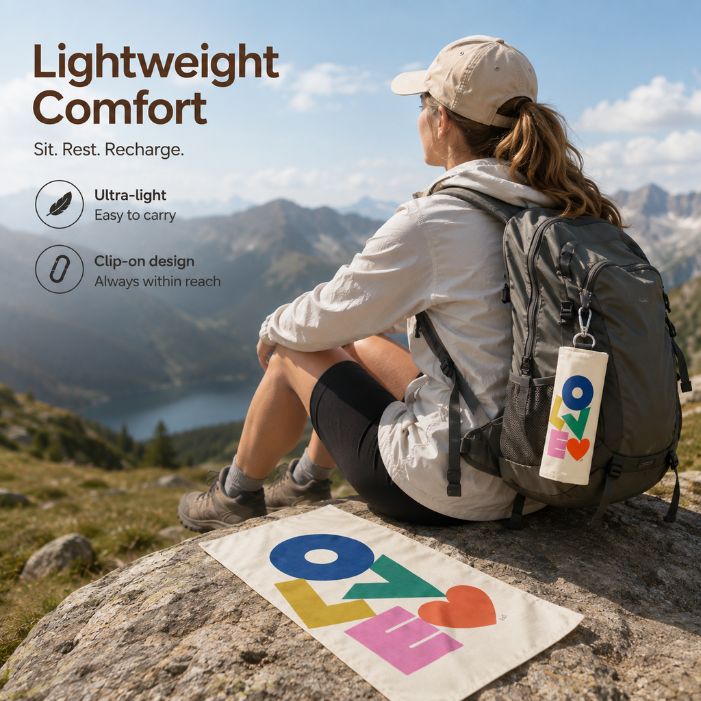 Scandihome PT-2601 packable outdoor sitting mat for a hiking rest stop