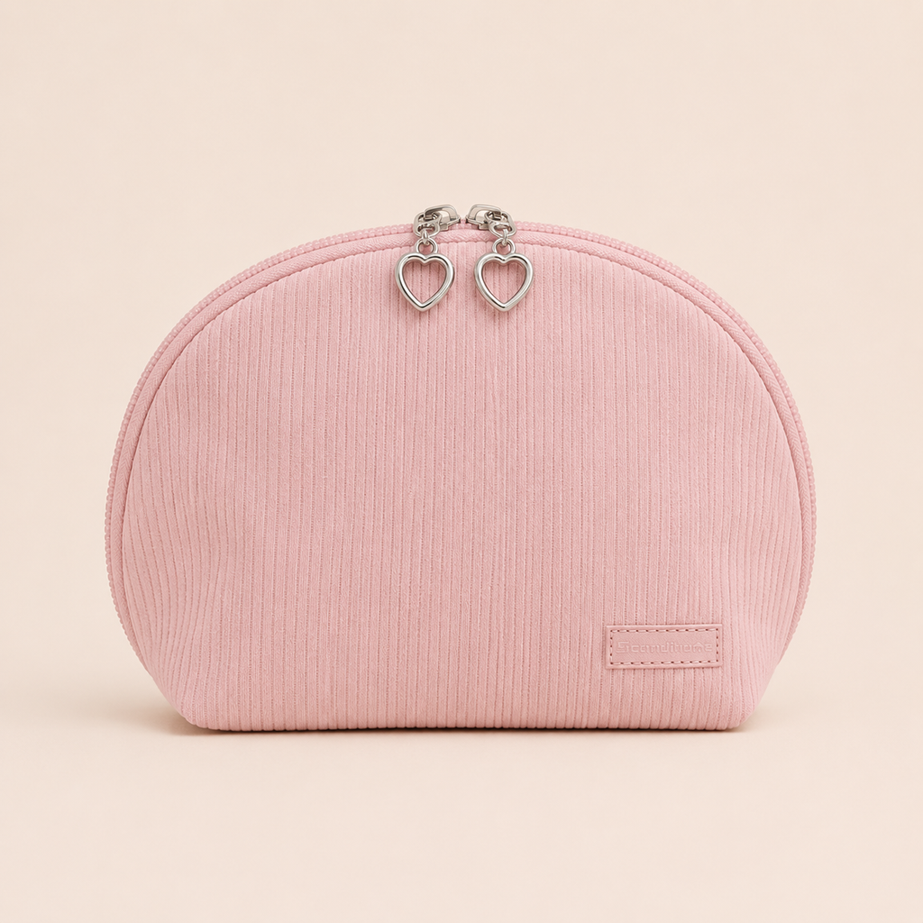 Scandihome SH-2511 corduroy cosmetic bag in Blush Pink