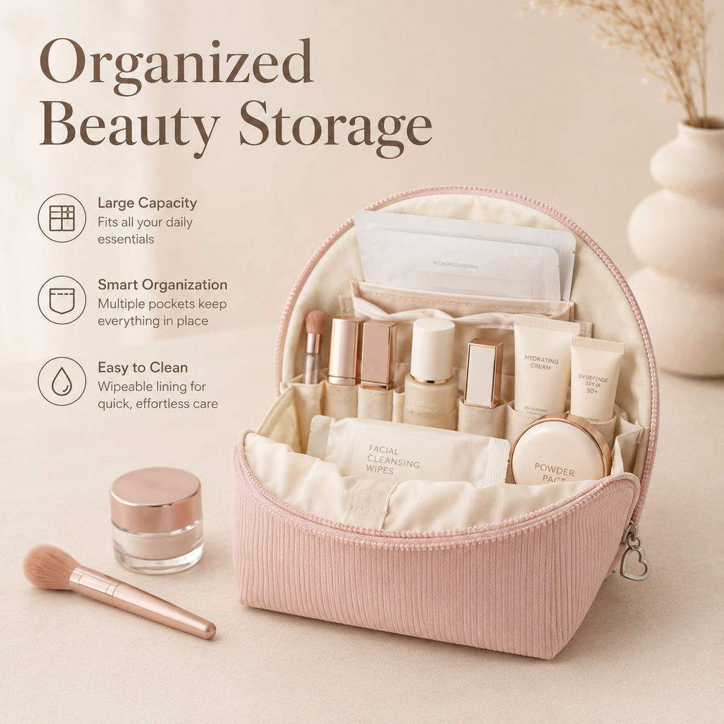 Scandihome SH-2511 makeup organizer with brush slots and pockets