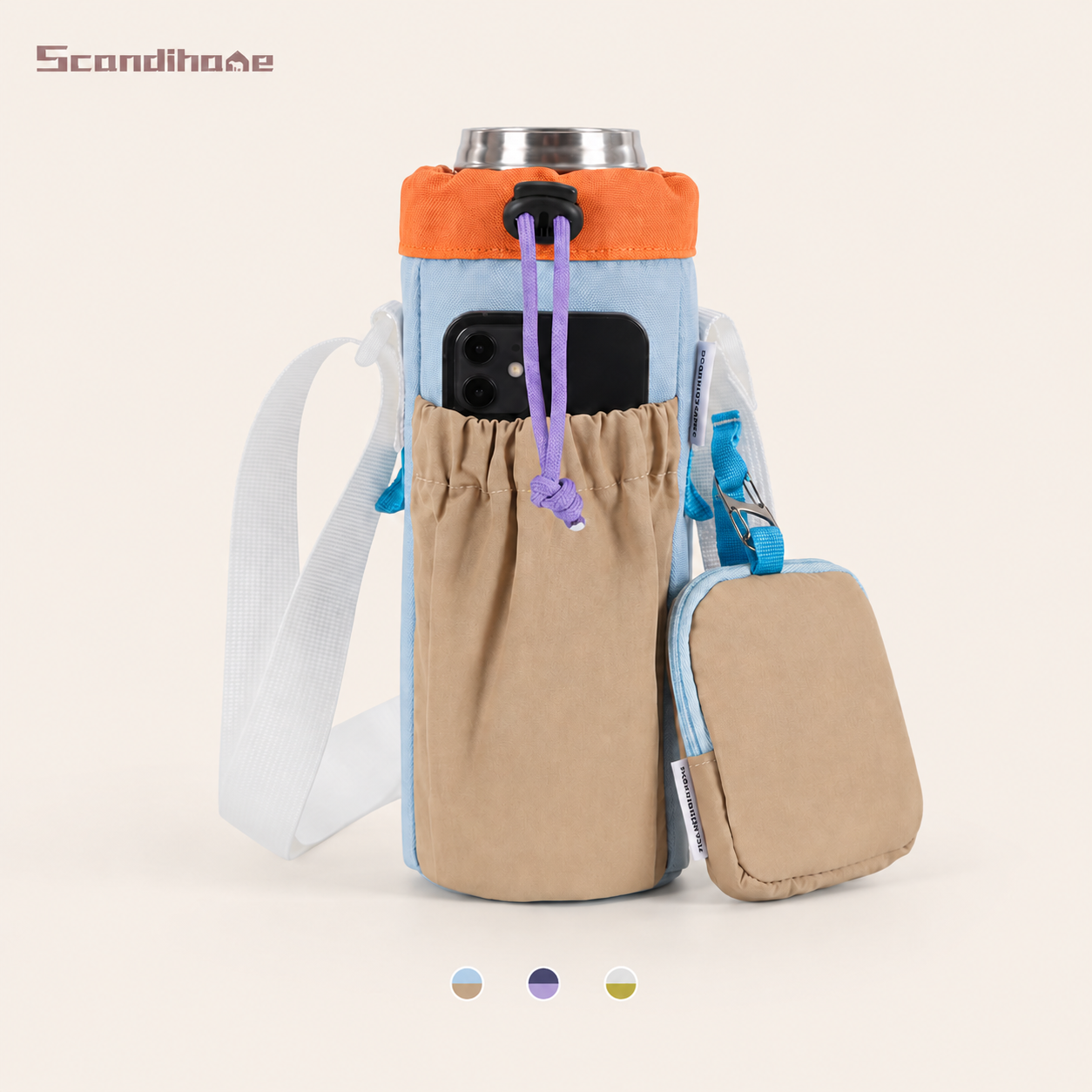 ScandiHome SH-2513 modular water bottle sling bag in Sand Blue