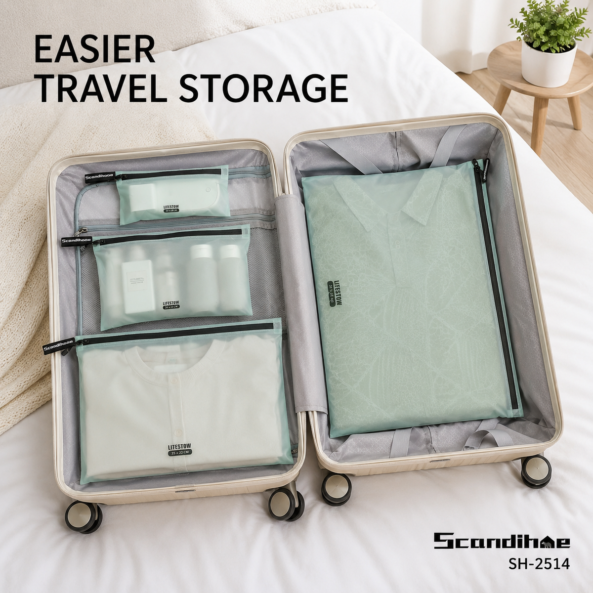 Lightweight zipper organizer bags for everyday travel
