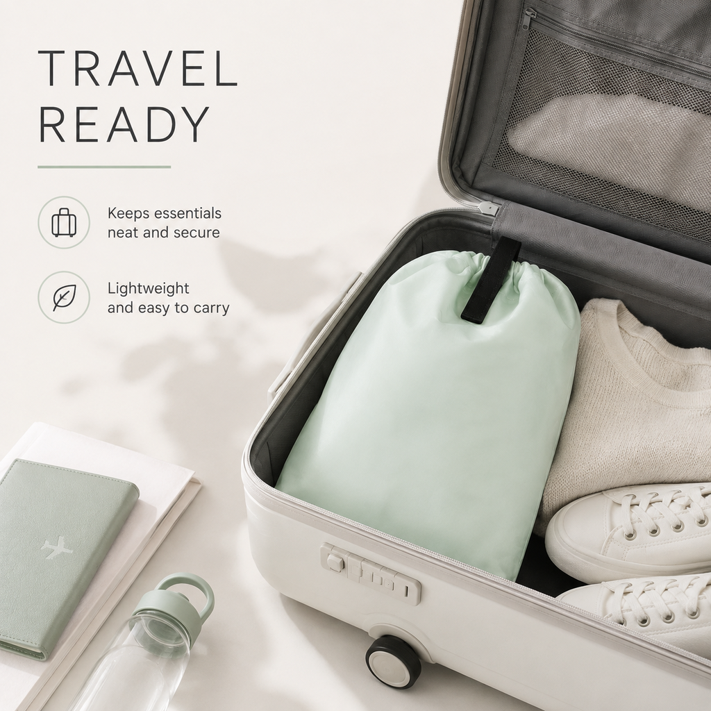 FLEXDRAW travel-ready drawstring storage bags