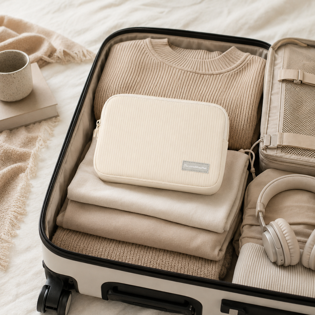 Scandihome SH-2519 cosmetic organizer packed inside a suitcase
