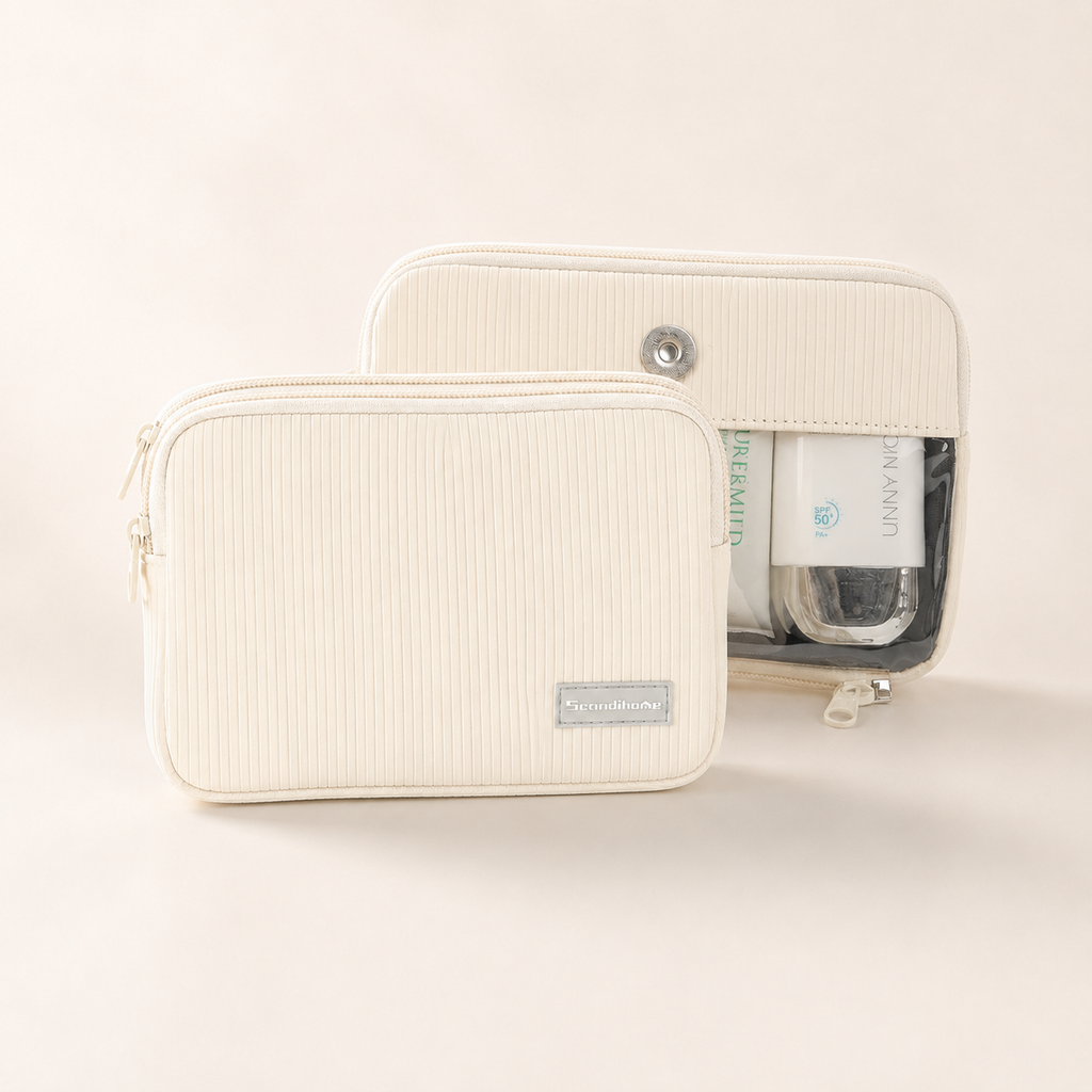 Scandihome split-use cosmetic organizer shown as two separate sections