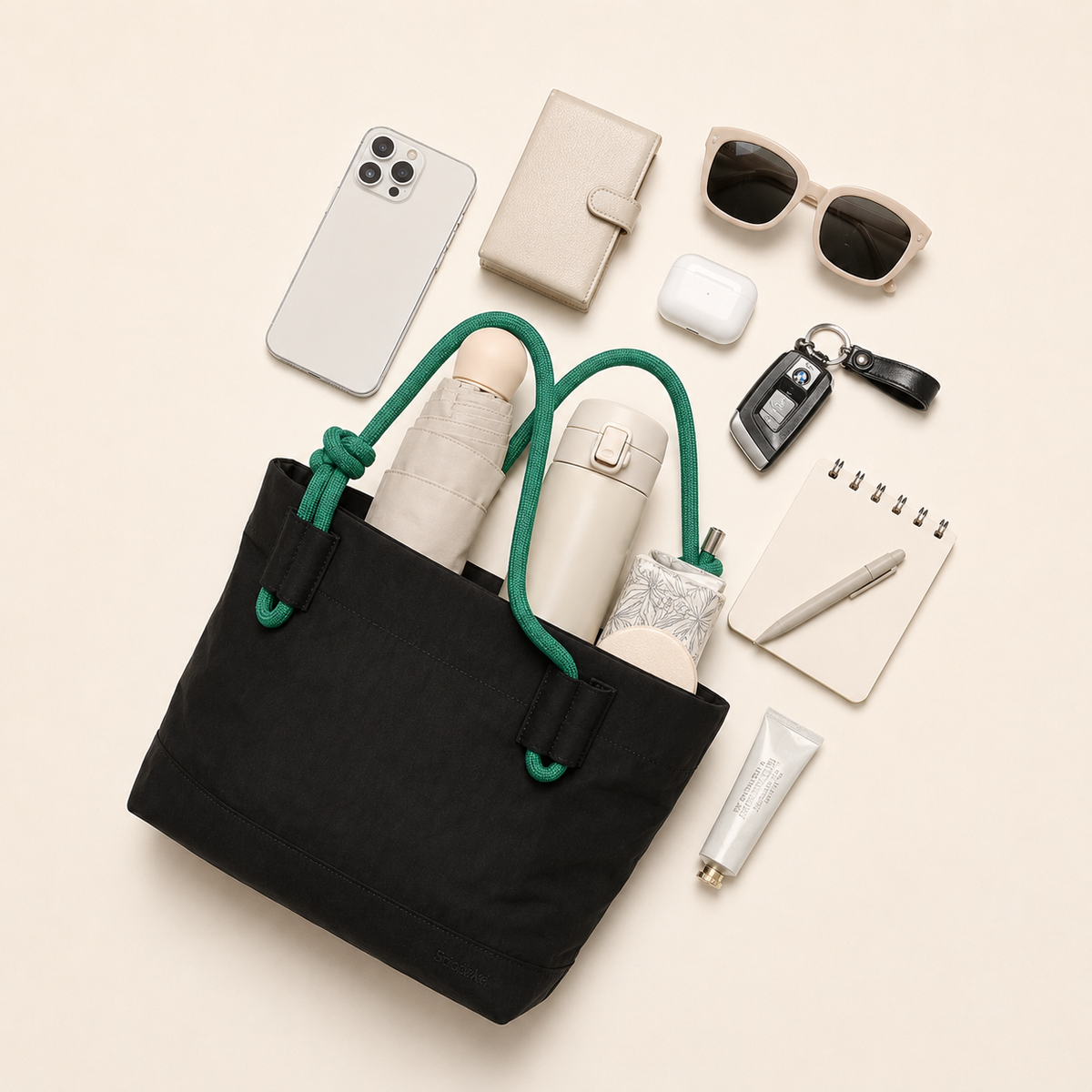 Scandihome SH-2602 mini tote shown with compact everyday essentials