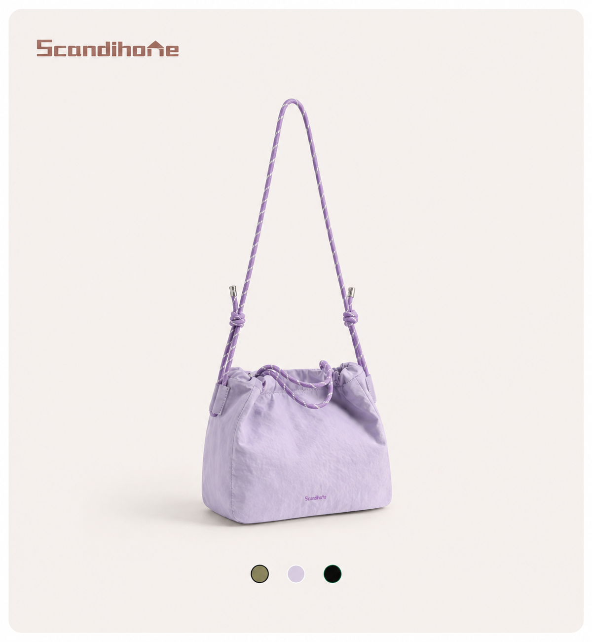 ScandiHome SH-2604 Drawstring Rope-Strap Shoulder Bag in Lilac