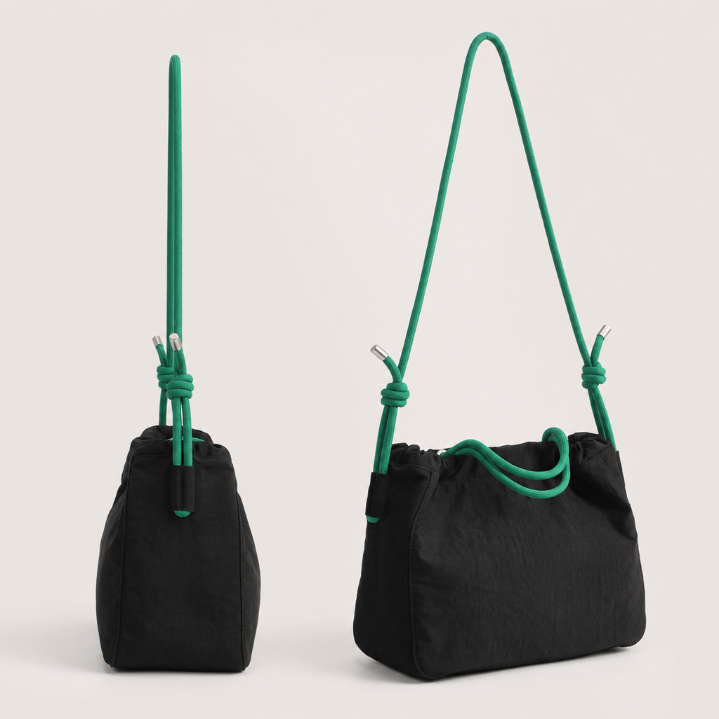 Front and side views of the Scandihome SH-2604 drawstring shoulder bag