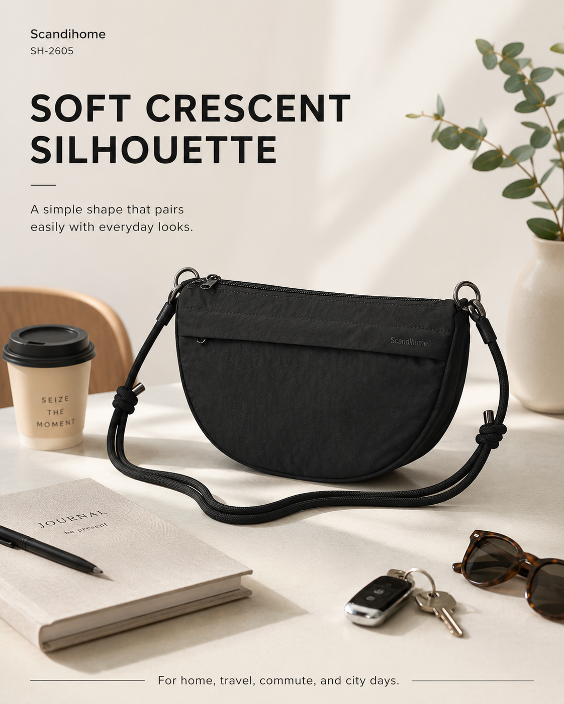 Scandihome SH-2605 crescent crossbody bag brand lifestyle image