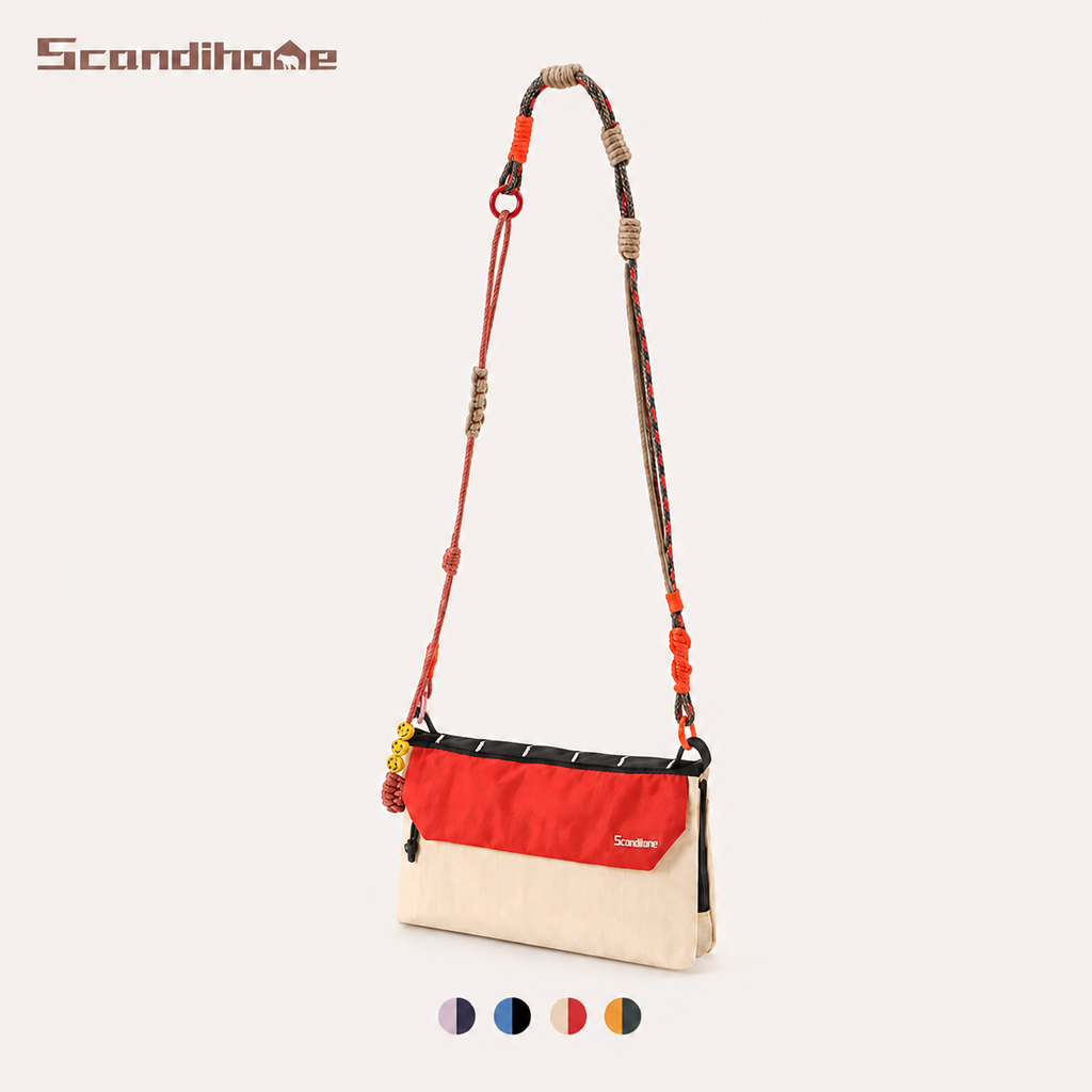 ScandiHome SH-2606 Flip Flap RFID Crossbody Bag in Cream and Red