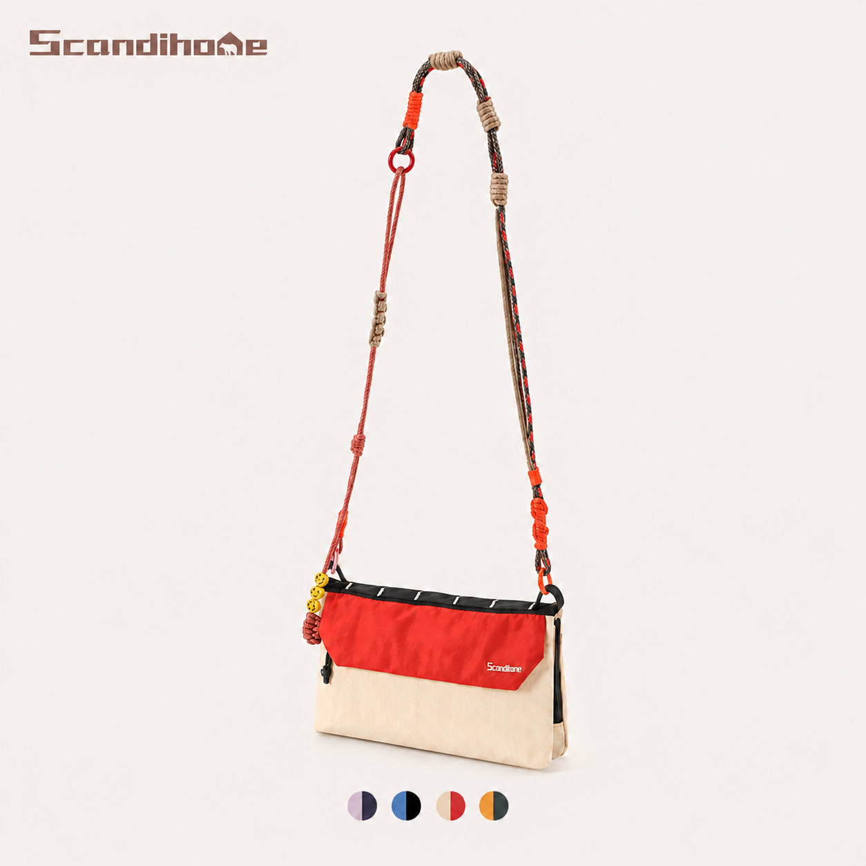 ScandiHome SH-2606 Flip Flap RFID Crossbody Bag in Cream and Red