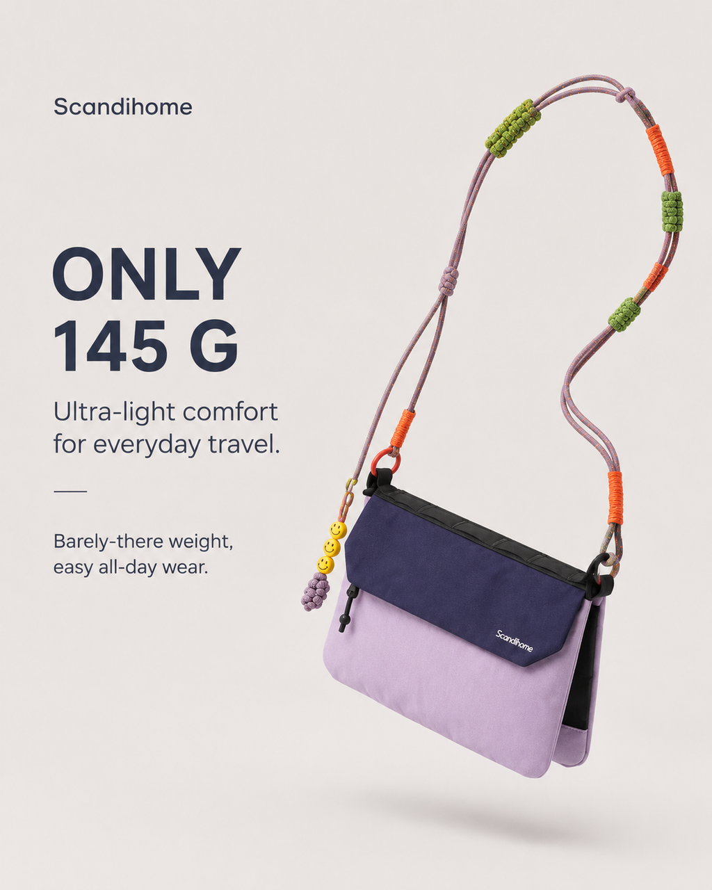 Organized interior compartments of the Scandihome SH-2606 crossbody bag