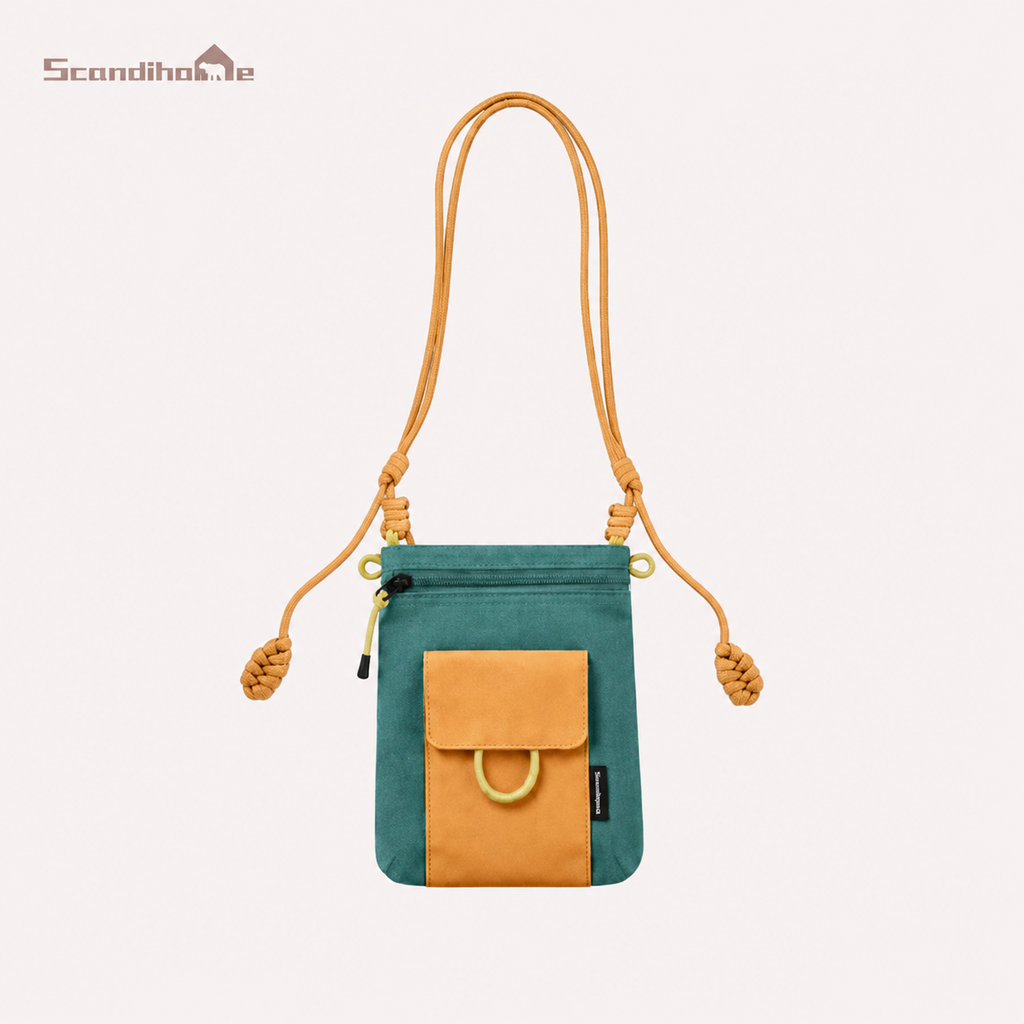ScandiHome SH-2608 crossbody phone bag in Green / Mustard