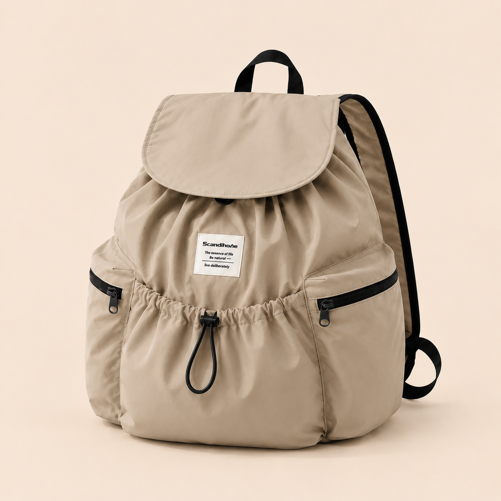 Khaki Beige ScandiHome SH-2501 drawstring backpack