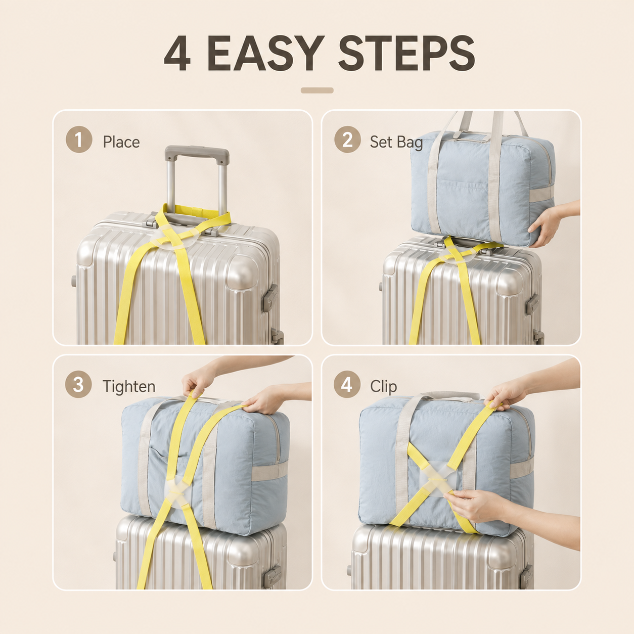 How to use ScandiHome X-cross luggage strap in four steps
