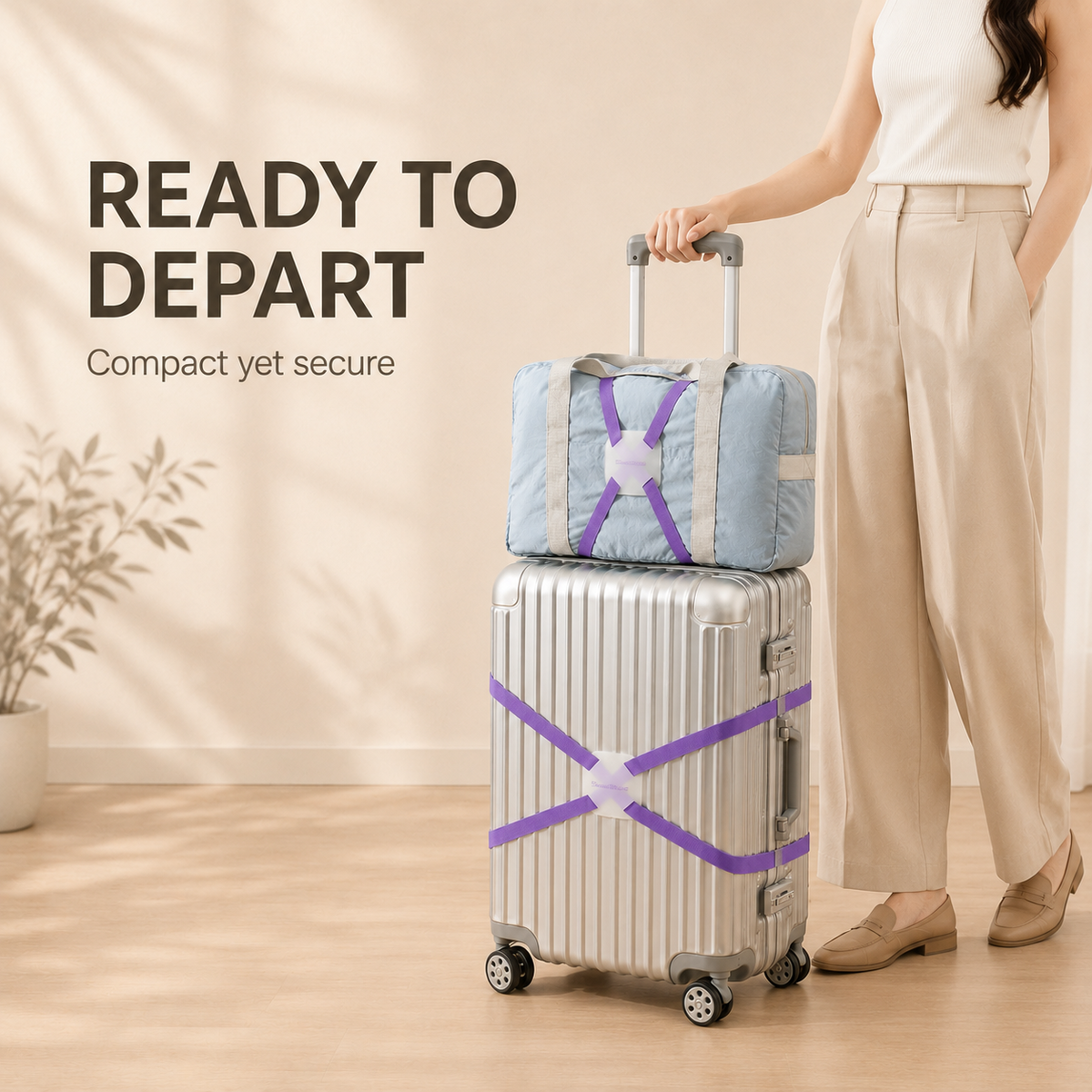 ScandiHome X-cross luggage strap ready for travel