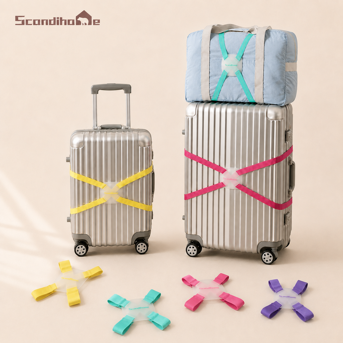 ScandiHome X-cross adjustable luggage straps in four colors