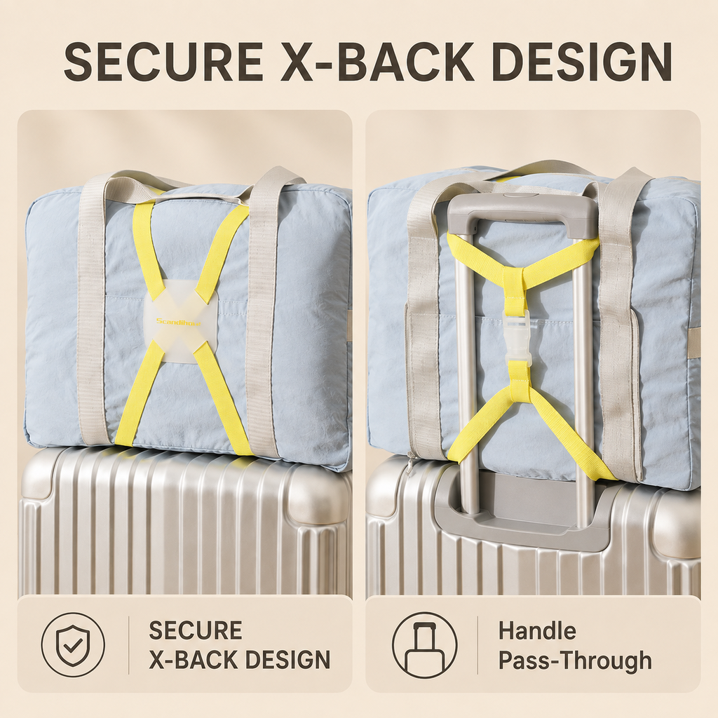 ScandiHome secure X-back elastic luggage strap design