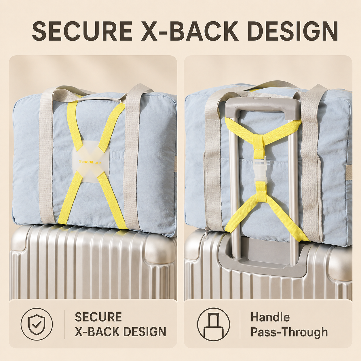 ScandiHome secure X-back elastic luggage strap design