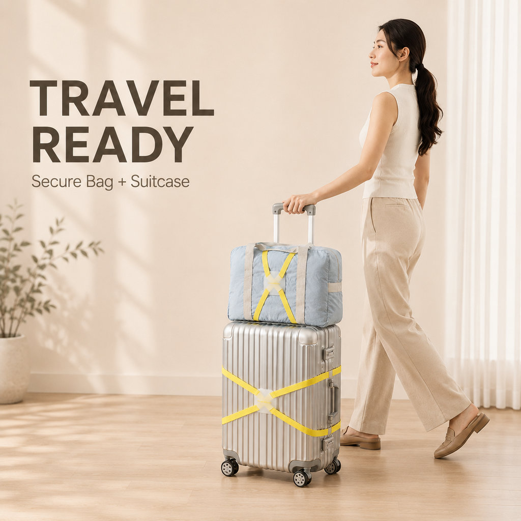 ScandiHome adjustable X-cross luggage strap travel ready